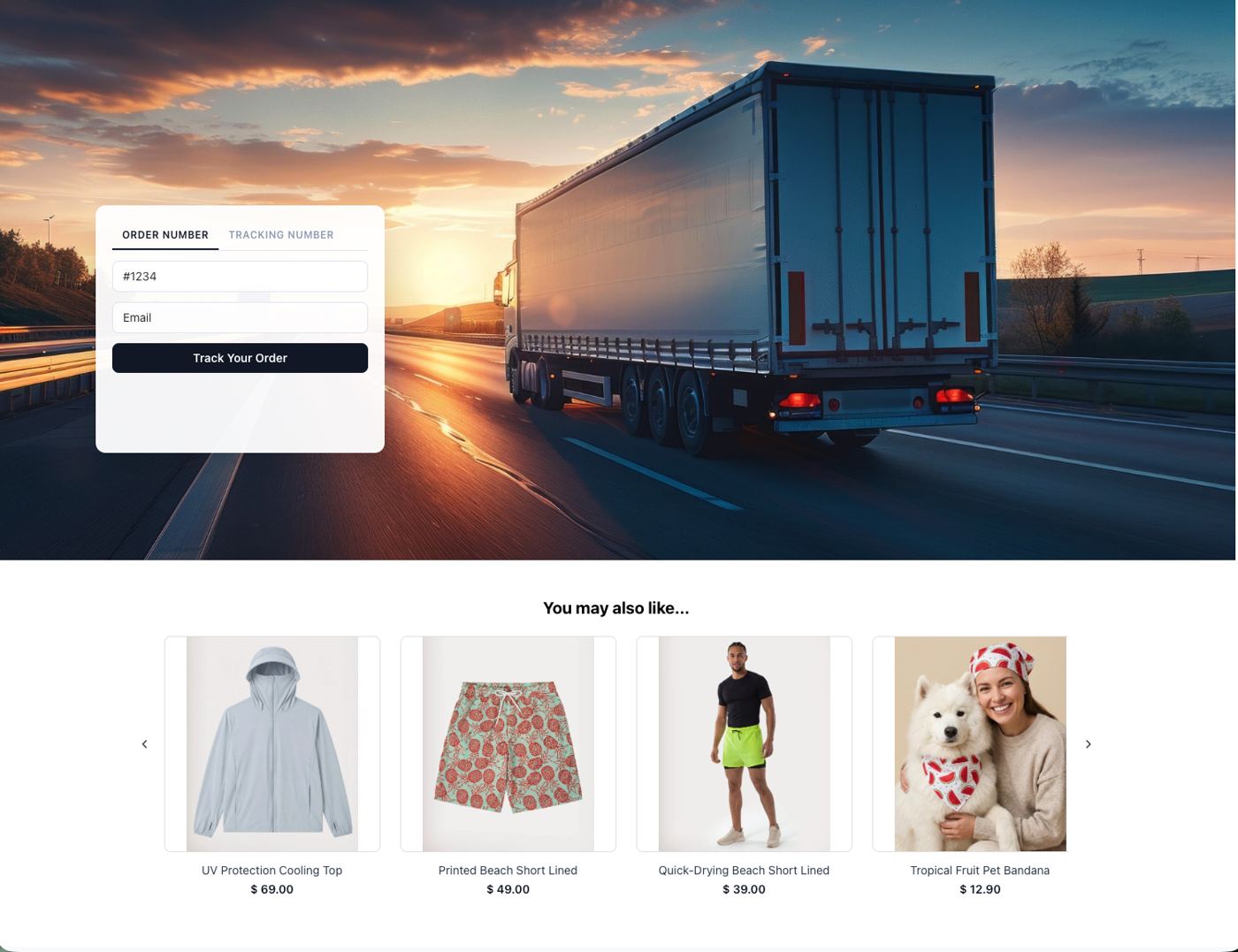 Customer tracking page before an order lookup